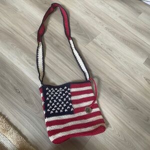 The Sak Vintage American Flag purse crossbody knitted bag